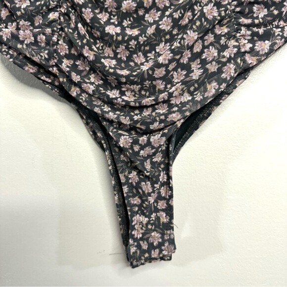 Free press women’s size small floral mesh cami tank top bodysuit blue/gray 152B5 - Picture 5 of 10